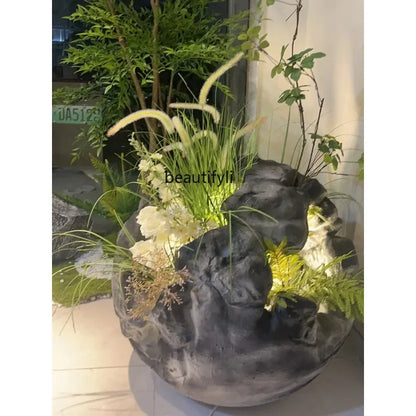 A85 Artificial Green Plant Spherical Bubble Carving Soft Decoration Hallway Indoor and Outdoor Rockery Lighting Ornaments