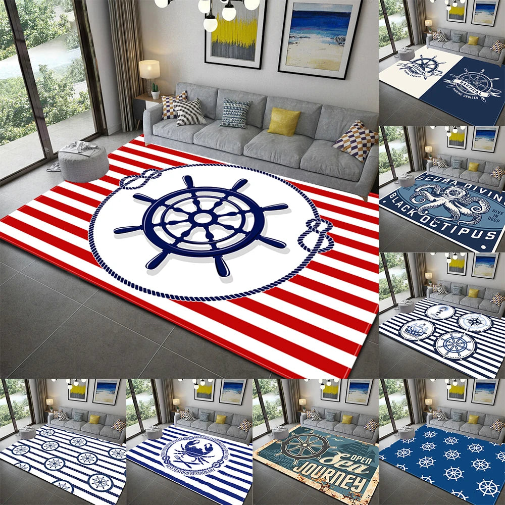 Nautical style rugs kids mats bedroom kitchen     living    bath