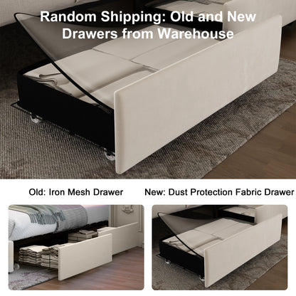 Queen LED Bed Frame with Galaxy Projector, Bluetooth Speaker, USB Ports, 4 Drawers, No Box Spring Needed, PU Black