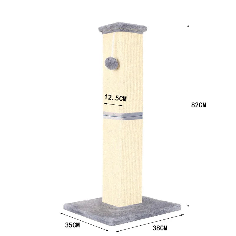 32" Tall Sisal Cat Scratching Post, PawHut Vertical Claw Scratcher For Indoor Cats And Kittens With Hanging Ball And Soft Plush