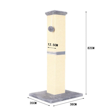 32" Tall Sisal Cat Scratching Post, PawHut Vertical Claw Scratcher For Indoor Cats And Kittens With Hanging Ball And Soft Plush