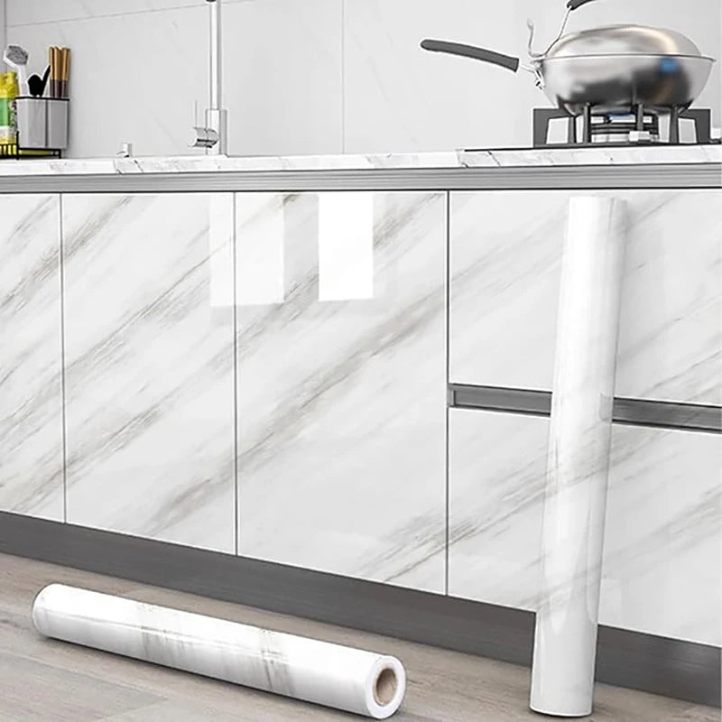 Kitchen Countertop Marble Wallpaper PVC Self-Adhesive Renovation Wall Stickers Kitchen Cabinet Wall Peel and Stick Stickers