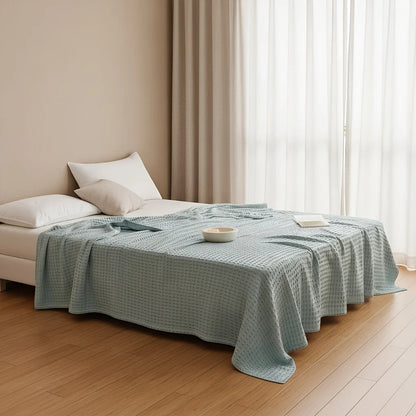 Battilo Cotton Throw Blanket Soft Breathable Waffle Blanket for Twin Queen King Bed Decorative Plaid Sofa Blankets Summer Throws