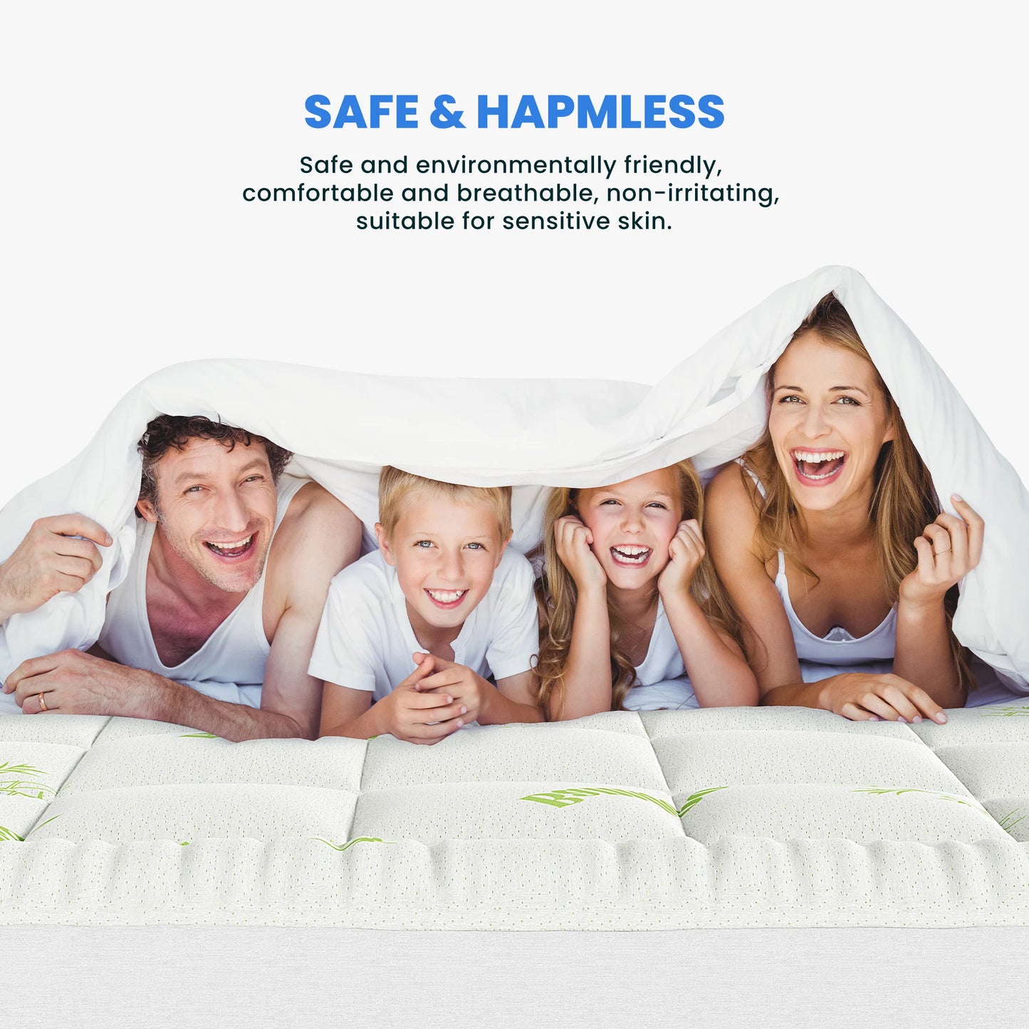 MCQ 400g Bamboo Viscose Derived Soft Mattress Topper with Stretchable Pockets Breathable Cooling Topper for Back Pain Relief