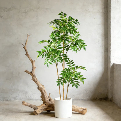 76-140cm Artificial Ficus Tree Large Fake Nandina Plants Plastic Palm Branch Tall Faux Sumac Plant For Home Garden Office Decor