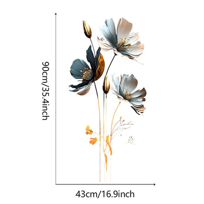 1PCS Flowers Wall Stickers Aesthetic Home Decoration Removable Wallpaper Living Room Modern Art Mural