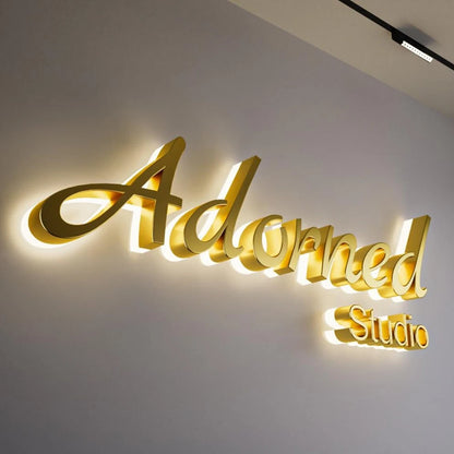 Custom 3D Letter Business Large Illuminated Sign Metal Backlit Signage LED for Store Company Signage Metal Neon LED Sign Outdoor