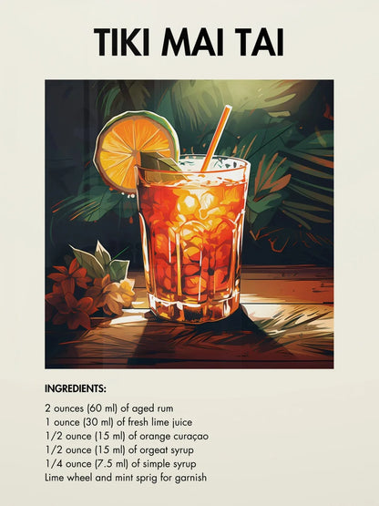 Classic Simple Bar Drinks Liquor Cocktail Bartending Recipe Poster Canvas Art Painting Prints Home Room Bar Wall Decoration