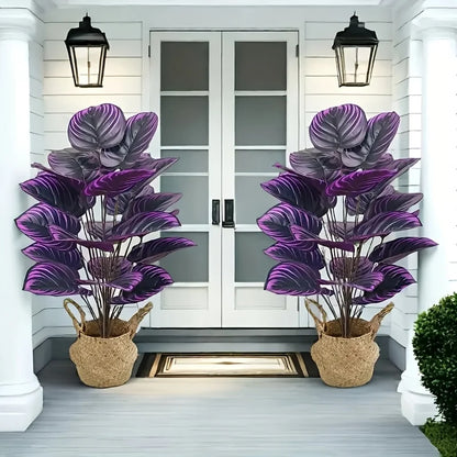 2-Piece Set Of Artificial Violet Plants, 29.52 Inches Tall, 18 Leaves, High-Quality Indoor/Outdoor Decoration, Perfect For