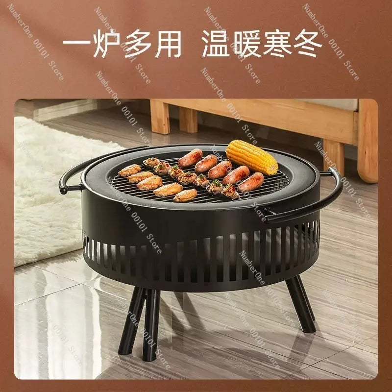 Charcoal Fire Pit Stove Patio Indoor Heating Brazier Household Carbon Furnace Outdoor Barbecue Grill Smokeless Coal Burner Tea