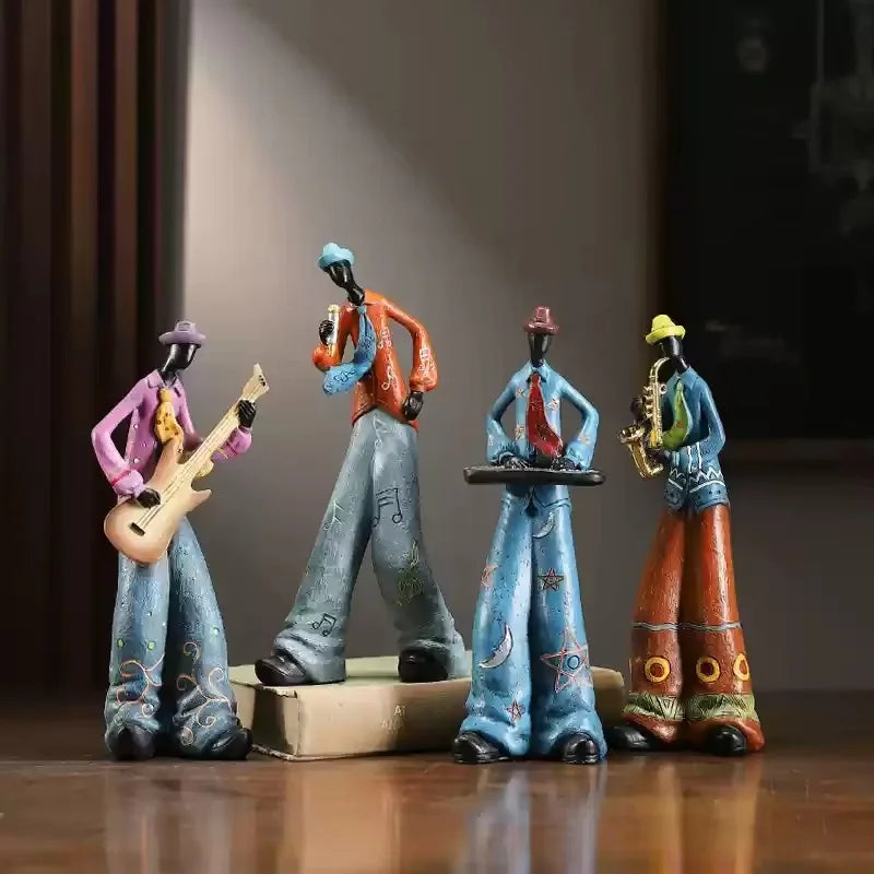 Cute Cartoon Retro Bookshelf Band Characters Figurines - Home Decorative Toys Creative Fashionable Living Room Decor Gifts