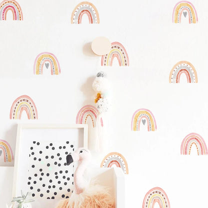Rainbow Wallpaper On The Wall Stickers For Children's Room Ornaments Baby Room Stencils For Walls For Vinyls Decorative