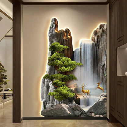 Welcome guests to the living room decoration painting, pine sofa background, wall mounted painting, deer corner lamp mural