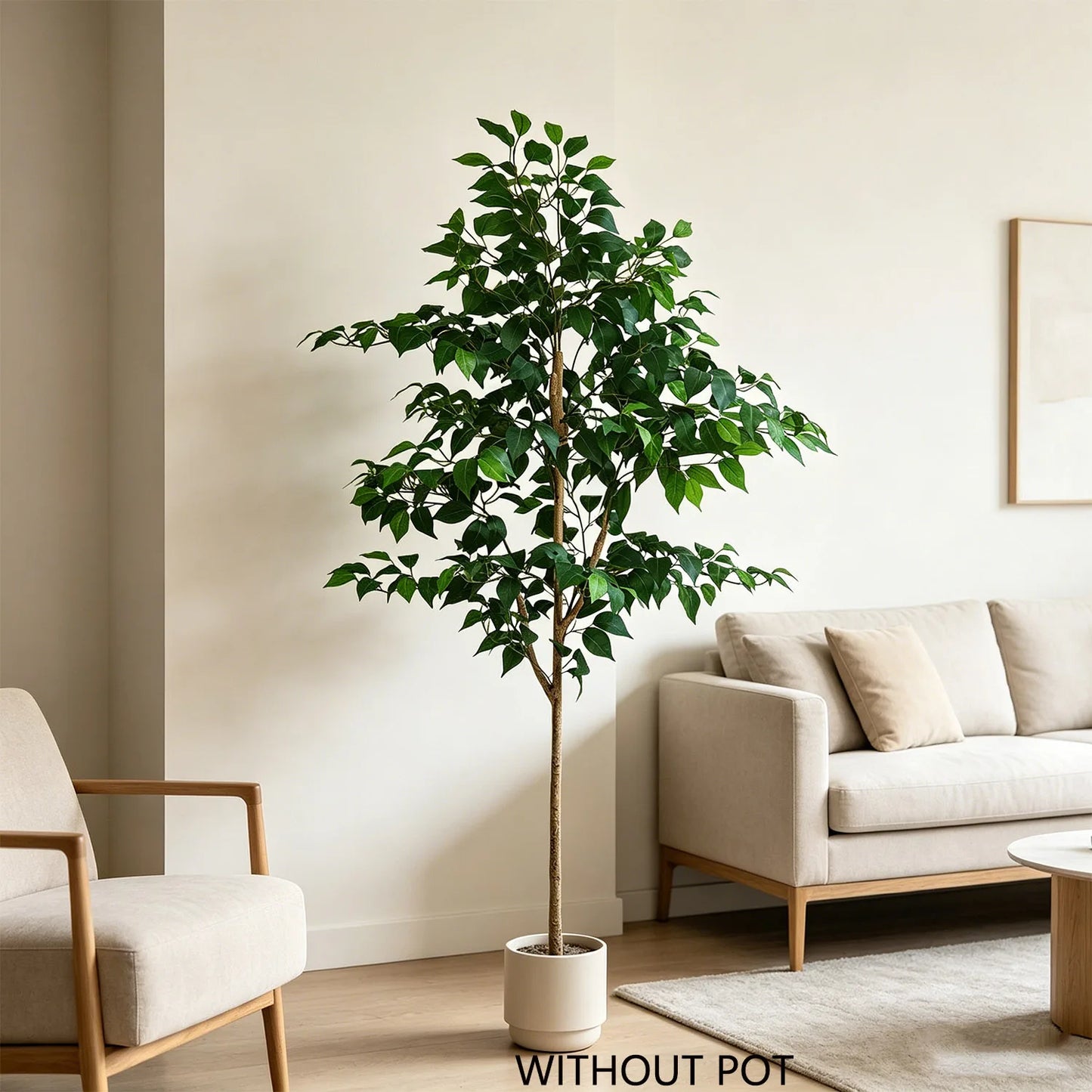 140-210cm Artificial Ficus Plant Banyan Tree Branch Indoor Outdoor Ornament Fake Plant for Home Balcony Living Room Decoration