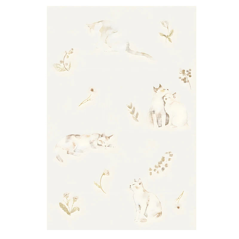 44×300cm Peel And Stick Wallpaper Watercolor Cat Floral Self Adhesive Removable Waterproof Contact Paper For Bedroom Rental Home