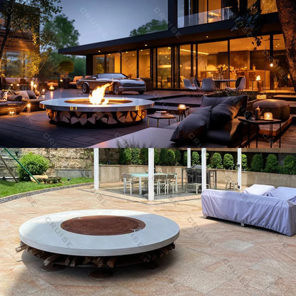 CRUISE High Temperature Resistant Wood/  /  /Atomized/Electronic Table Fireplace With BBQ 1000mm Freestanding Fire Pit
