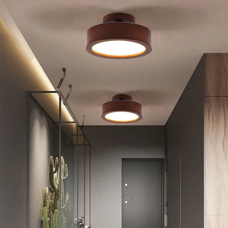 Nordic Living Room Ceiling Lamps Solid Wood Corridor  LED Lamp apanese style  Entrance Balcony Bedroom Headboard Ceiling Lights