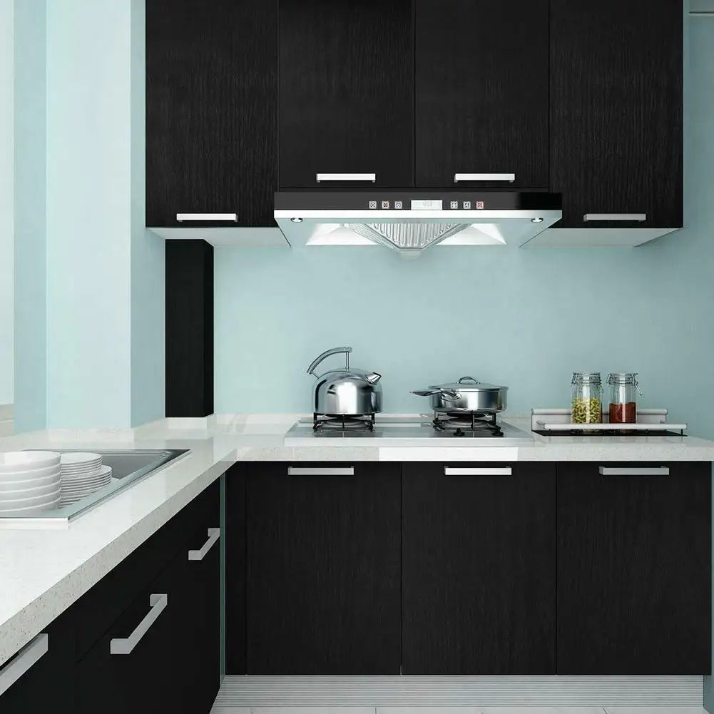 45x200cm Black Wood Grain Thickening Wallpaper Film Furniture Kitchen Vinyl Wall Paper Cupboard Tables DIY Renovation Wallpaper