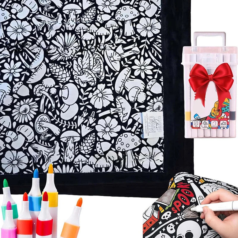 DIY Coloring Washable Fleece Throw Blanket, a Soft and Cozy Art Project Suitable for Both Kids and Adults