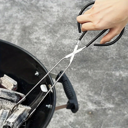 1pc BBQ Charcoal Tongs, Long And Heat-Resistant Barbecue Carbon Clamp,Stainless Steel BBQ Tool for Food ,Wood Charcoal, Fire Pit