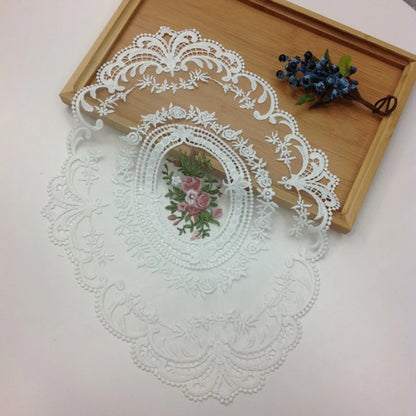 French Style Retro Oval Lace Placemats Coffee Mug Coaster Party Dinner Table Tablecloth Ins Vase Photo Props