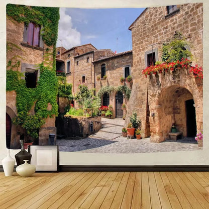 Bohemian Home Wall Decor Living Room Art Hanging Cloth Large Printed Tapestry Retro Town Garden Landscape Wall Hanging