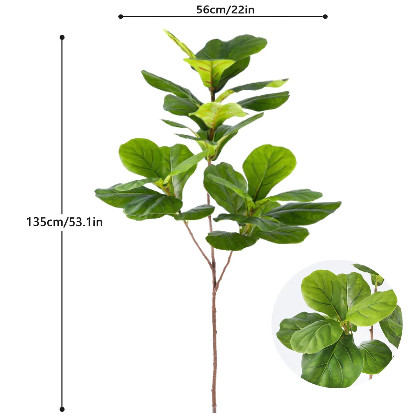 77-135cm (53.1in) Artificial Fiddle Leaf Ficus Fig Plant for Outdoor Courtyard Garden Balcony Indoor Home and Office Decoration