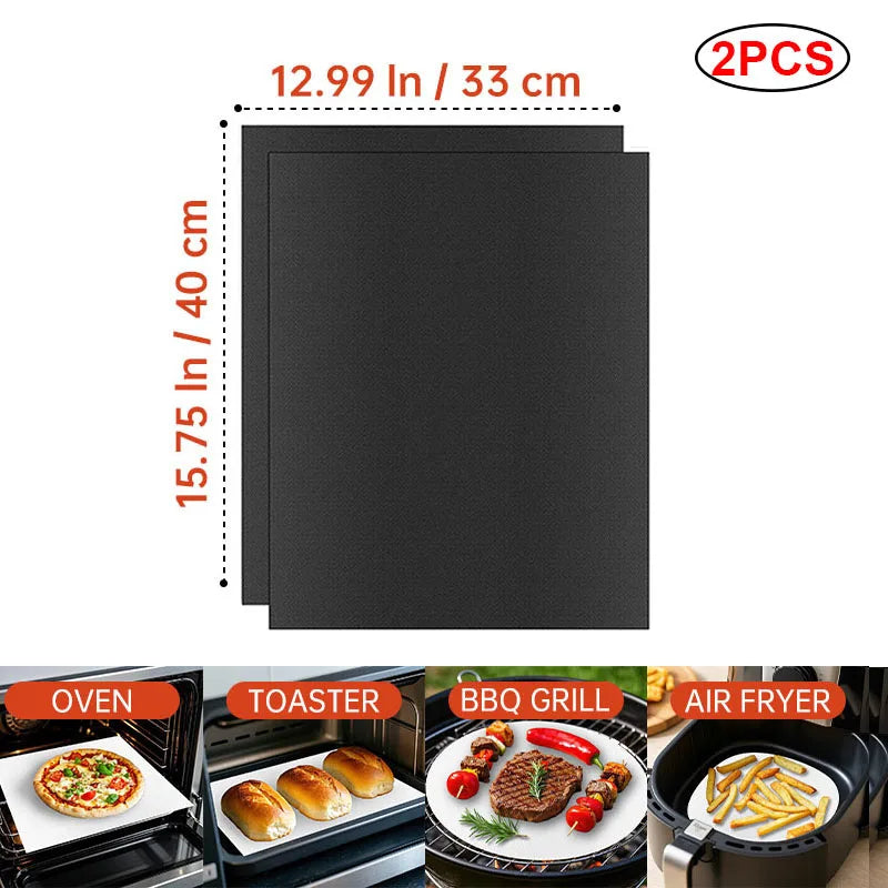 BBQ Grill Mat Non-stick Reusable Heat Resistant Extra Thick Pad Oven Liners Baking Mats Easy Clean Kitchen Outdoor Barbecue Tool