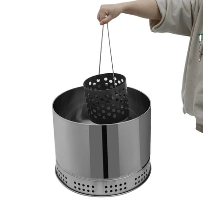 Freestanding Large Portable Smokeless Charcoal Grill - 360° Stainless Steel BBQ Barrel, for Camping,Picnics & Backyard Cooking