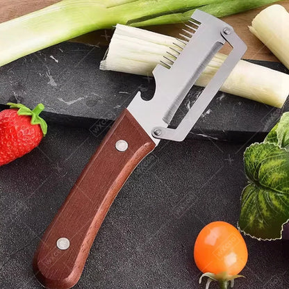 Stainless Steel KItchen Peeler 3-in-1 Multi-Functional Peeler Green Onion Slicer Bottle Opener Peeler for Fruits and Vegetables