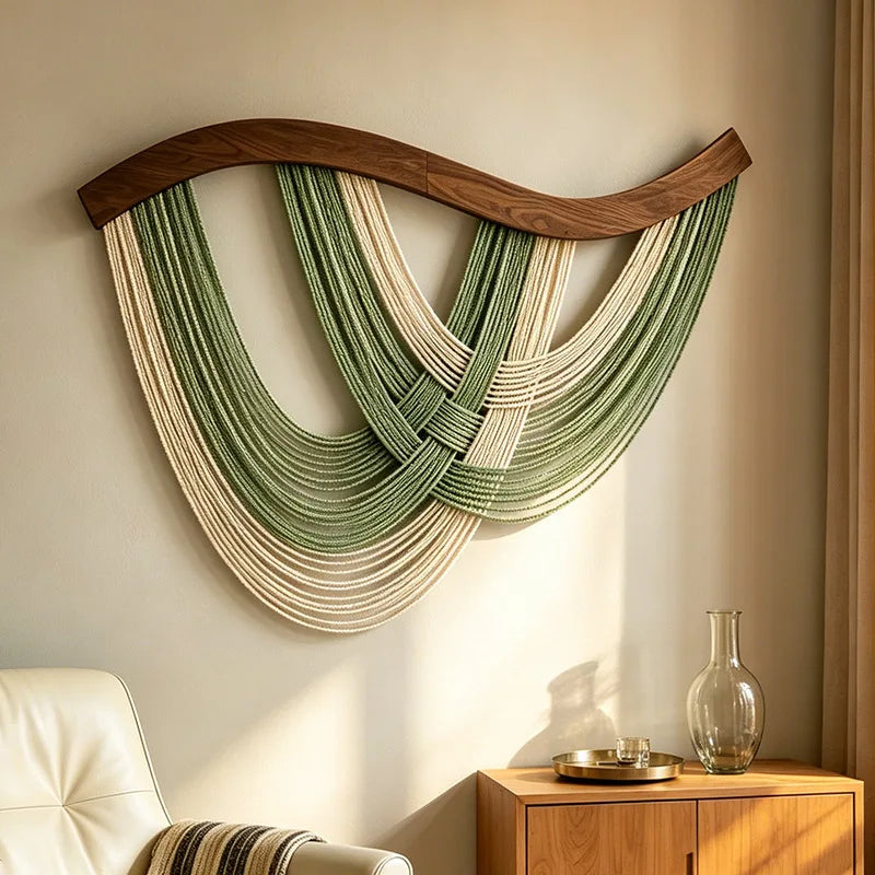 Macrame Wall Hanging Boho Decor Wall Tapestry Handmade Tassel Wall Art for Living Room Bedroom Headboard Apartment Home Decor