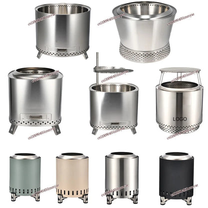 Upgraded Large Capacity Smokeless Fire Pit, Stainless Steel Outdoor Wood Stove with Spark Guard for Camping & Garden