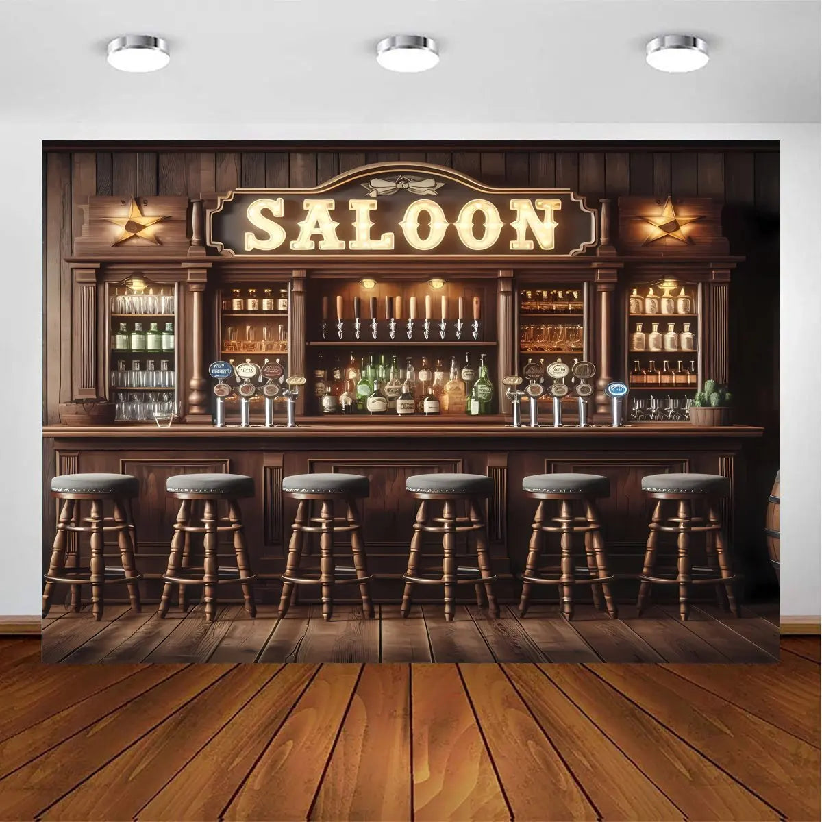 Background of Western Cowboy Bar - Vintage Whiskey and Wine Theme, Wallpaper for Nightclubs, Bars, and Parties