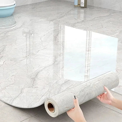 Imitation Marble Floor Tiles Waterproof Non-Slip Self-Adhesive Wallpaper Wear-Resistant Peel and Stick Decorative Floor Stickers