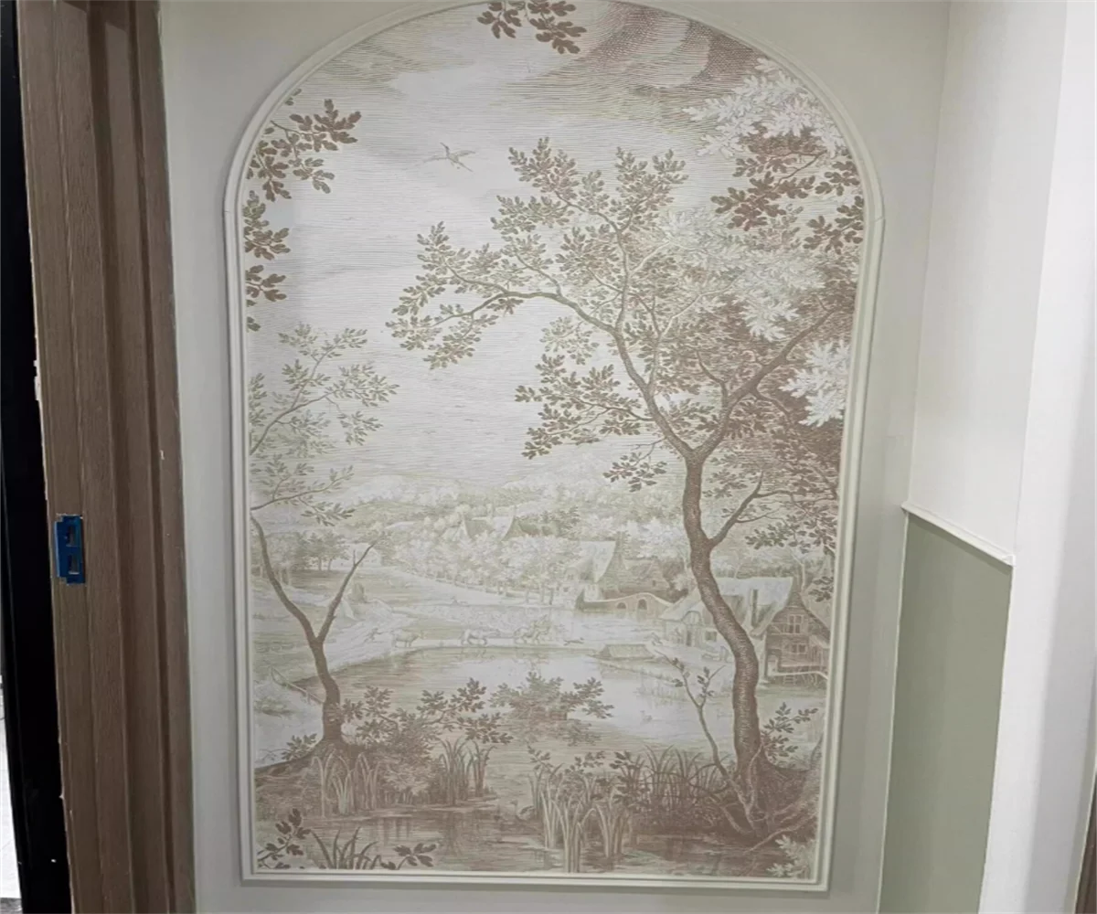 Customized French Wallpaper TV Background Wall Wallpaper Hand Drawn Black and White Forest Living Room Bedroom Papier Peint