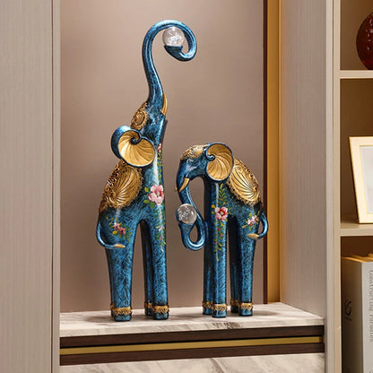 Home Decor A Pair Elephant Sculpture Ornaments,Living Room Entrance,TV Cabinet,Wine Cabinets Art Statue Decorations Gift Resin