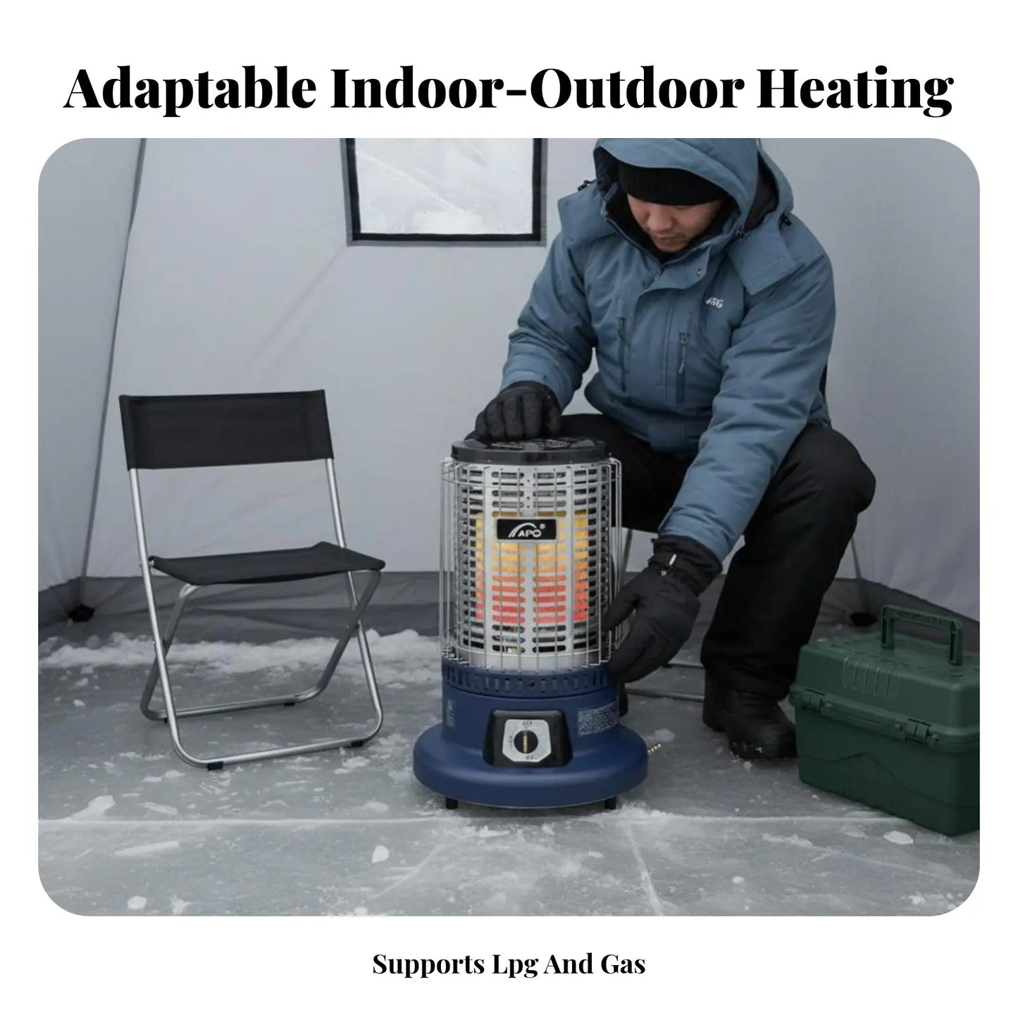 Gas Heater, Outdoor Propane Heating Stove, Indoor Winter Fireplace for Ice Fishing, Multi-Scenario Heater