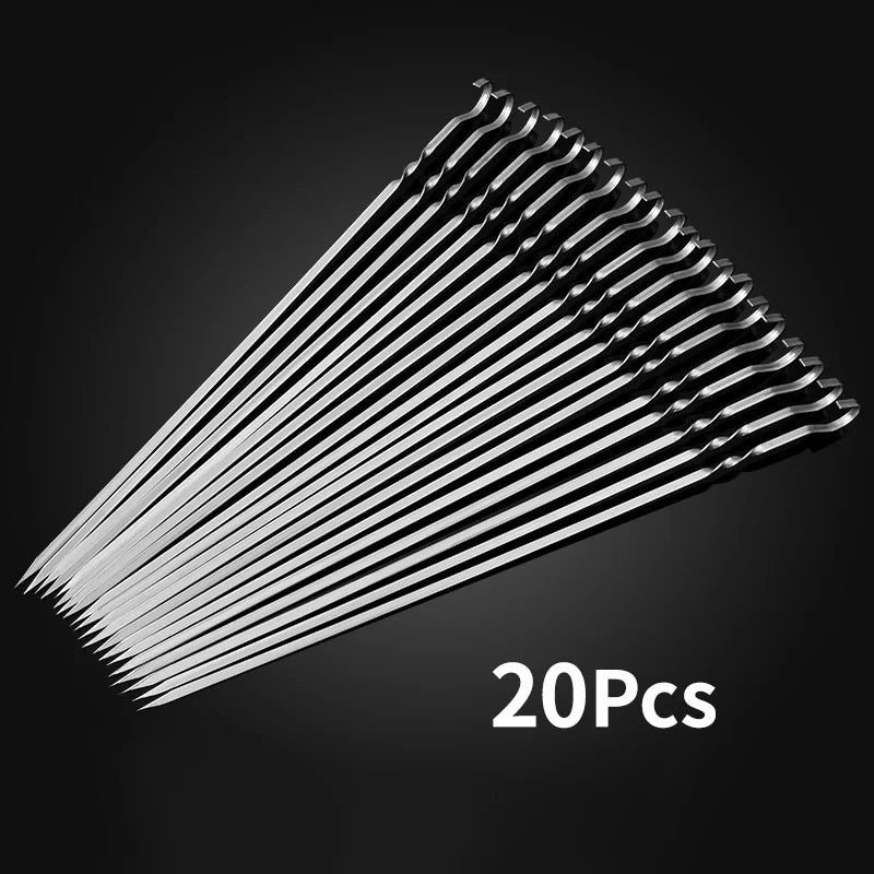 10/20/30/50/100Pcs Reusable Stainless Steel BBQ Skewers - Perfect for Outdoor Camping & Indoor Grilling Parties!