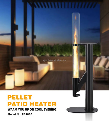 Wood Pellet Patio Heater Outdoor Fireplace Rocket Stove Smokeless Fire Pit for Camping Garden Party Accessory Set Included