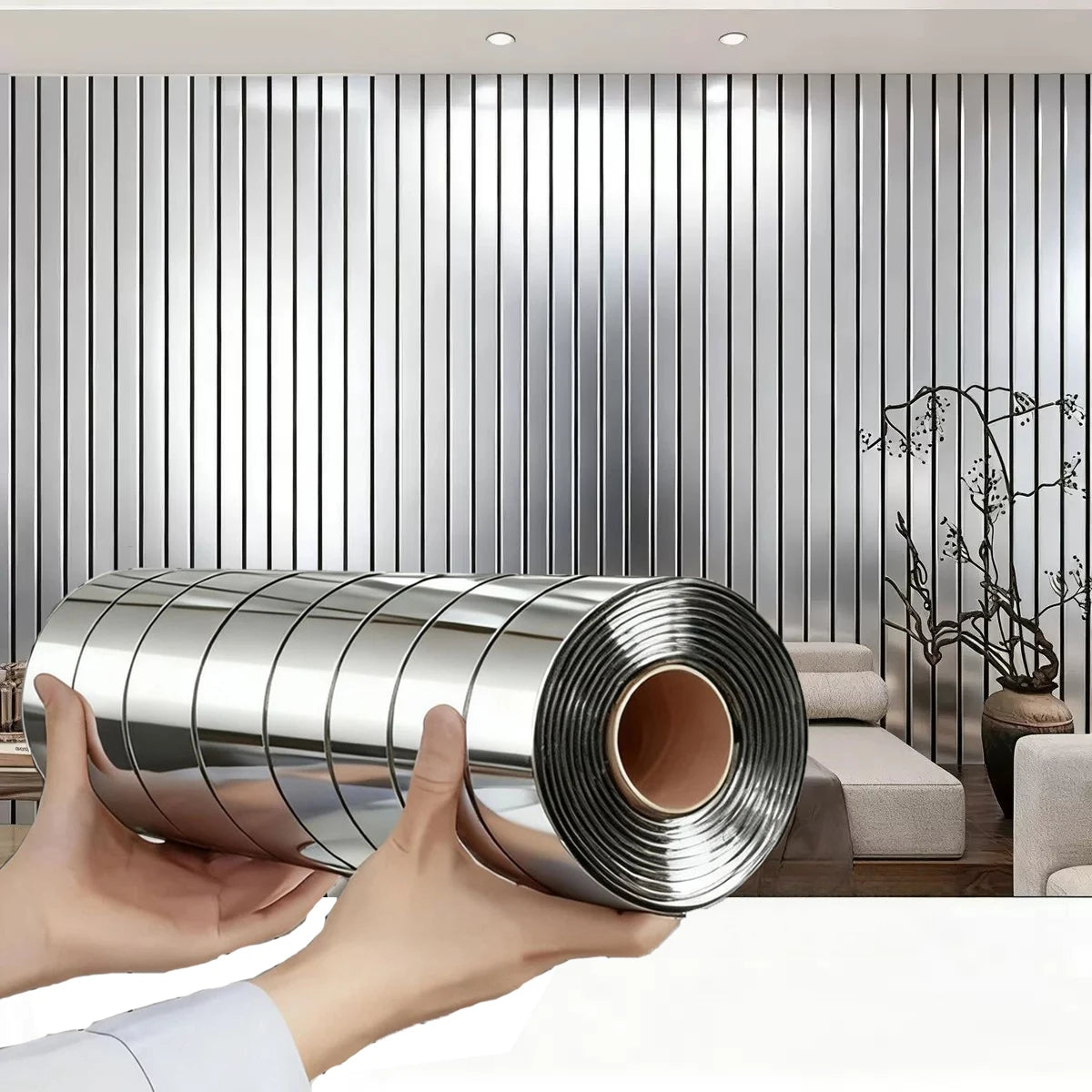 Self Adhesive Wallpaper Peeling PVC Material Mirror Reflect Texture Vinyl Durable Material Decorative Wall Covering