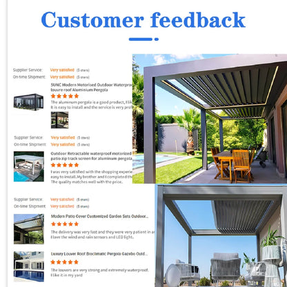 Modern Luxury Outdoor Retractable Pergola with Retractable Sun Shade for Balcony Patio Garden pergola