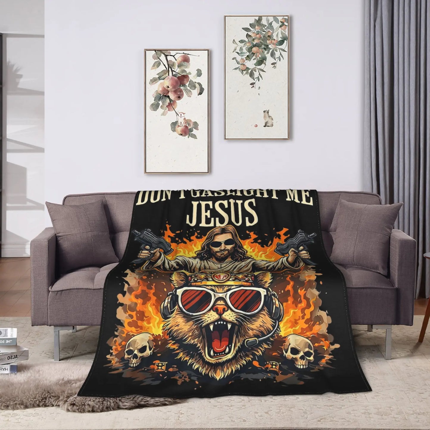 Don't Gaslight Me Jesus Blanket Flannel Dungeon Crawler Carls Lightweight Thin Throw Blankets for Bedding Bedroom Bedding Throws