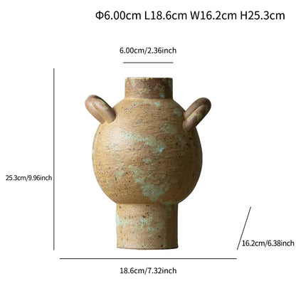 CAPIRON Rustic Ceramic Vase Fresh Flower Dried Pampas Grass Retro Amphora Home Decor Boho Living Room Decoration Centerpiece