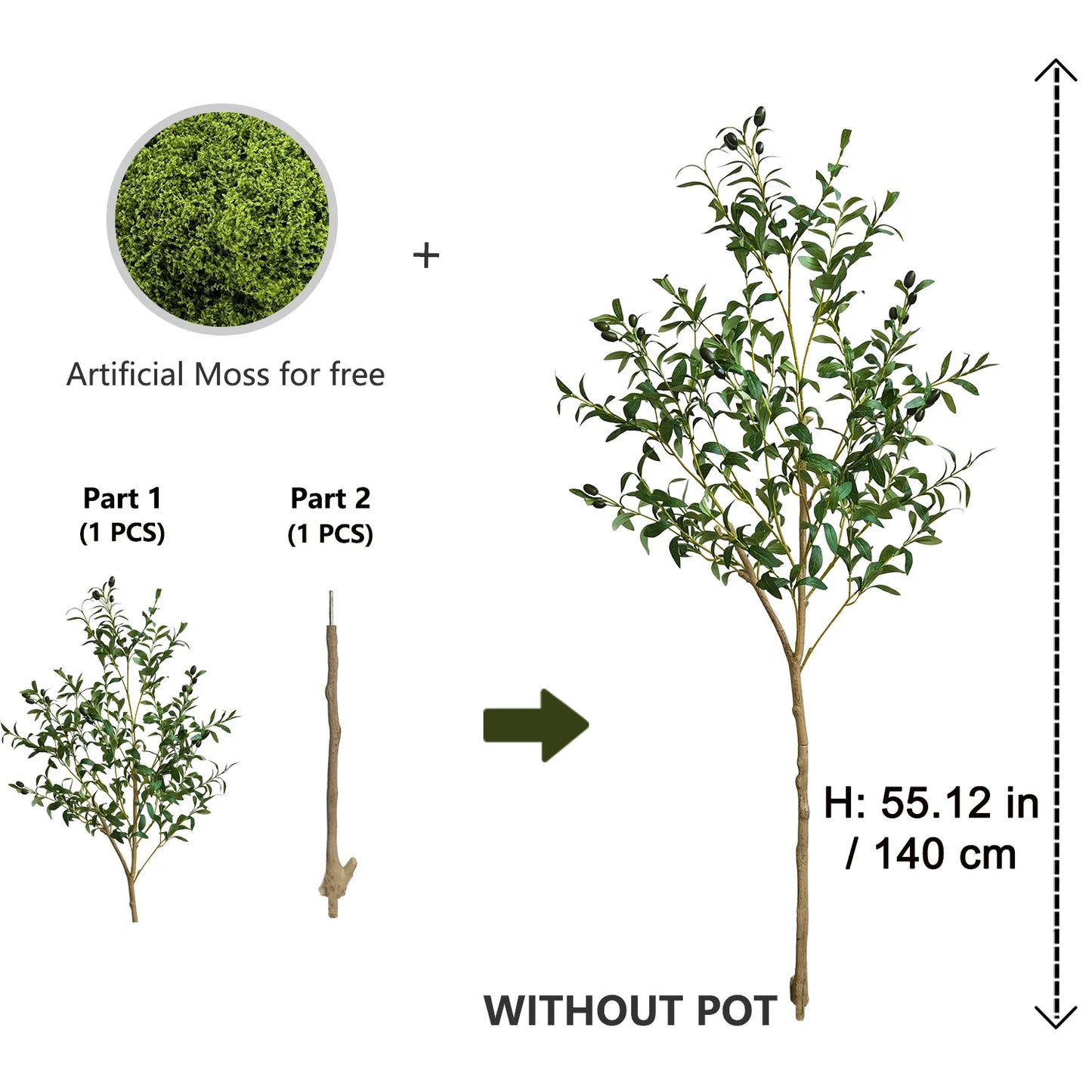 120-180cm Artificial Olive Tree Plant Indoor Outdoor Ornament Fake Plant for Home Garden Balcony Living Room Decoration