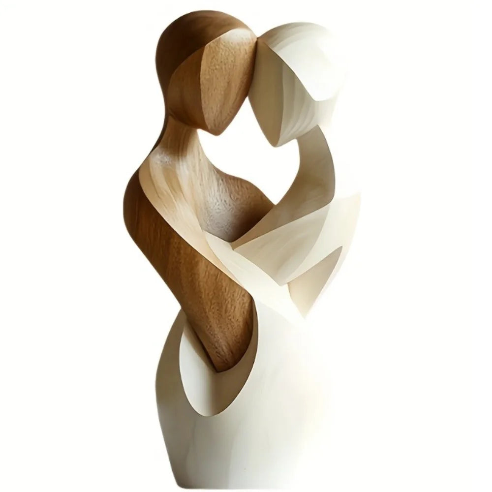 New 2D Flat Statue Embrace Elegant Couple Statue Modern Artificial Wood Decorative Statue Desktop