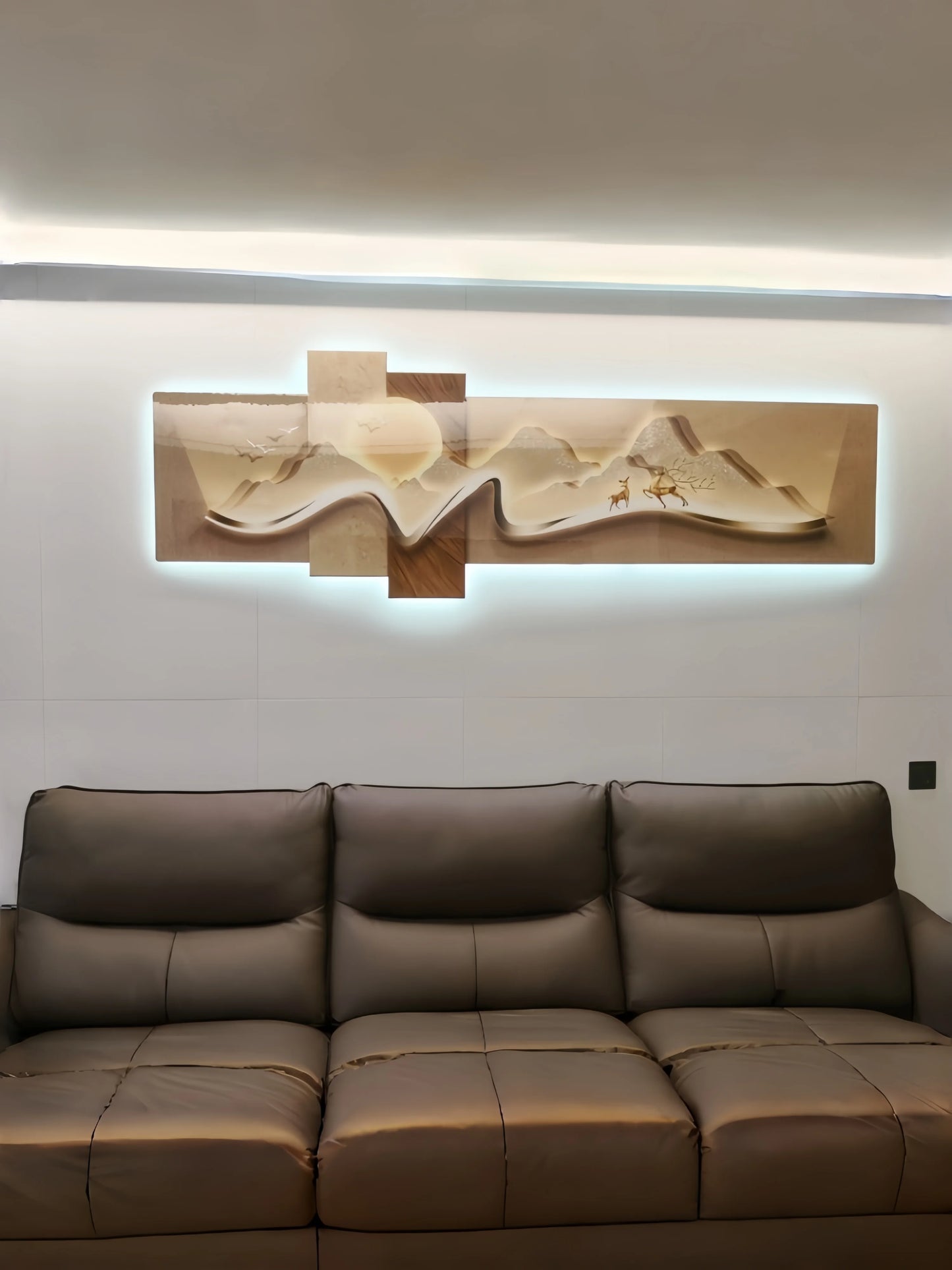 Modern Luxury Led Living Room Decoration Painting Background Wall Mural Simple High-End Banner Hanging Painting Home Appliance