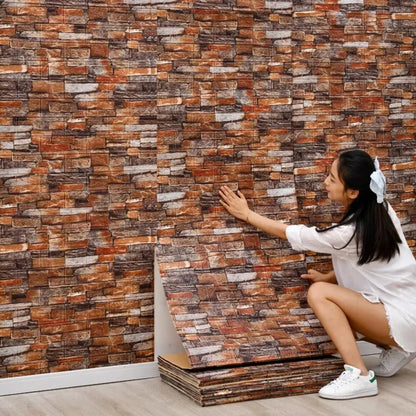 Faux Brick 3D Wallpaper 70cmx100cm Self Adhesive Waterproof Stain Resistant Wall Sticker Modern Kitchen Indoor Home Wall Decor