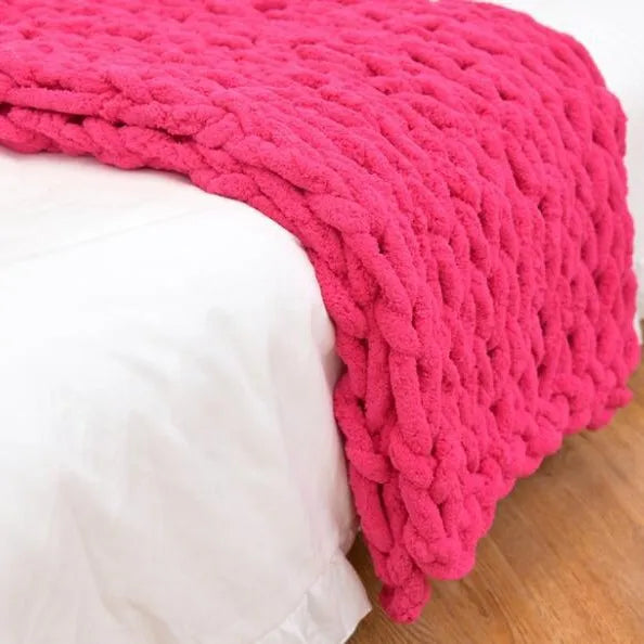 Hand Chunky Knitted Blanket Thick Yarn Merino Wool Bulky Knitting Throw Blankets Throw Carpets Soft Warm Winter Home Sofa Bed