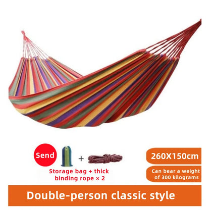 Outdoor Canvas Hammock - Portable Outdoor/Indoor Rope Double-Person Hammock - Durable and Sturdy - Suitable for Camping Use