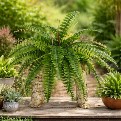 24.4'' Ferns Artificial Bush Plants Large Artificial Boston Ferns with 28 Fronds for Outdoors Garden Indoor Home Wall Decoration